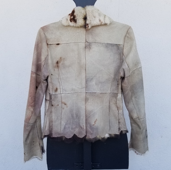 Cynthia Rose Distressed Suede and Fur Jacket - Picture 2 of 8